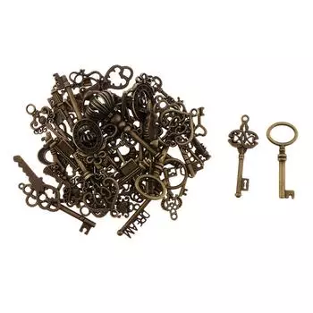 46 шт. антикварные бронзовые ключи-скелетоны, подвески, подвески, фурнитура для ювелирных изделий, 23 стиля as described