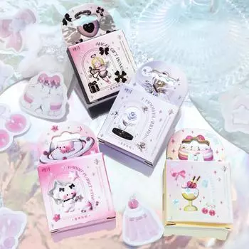 46 шт. эстетических наклеек серии Sweetheart Kawaii Girl для телефона, чехла для ноутбука, украшения для скрапбукинга, журнала, сделай сам, милые наклейки из материала