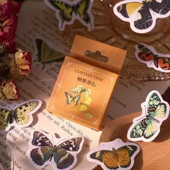 46 шт./коробка Ретро Классика Скрапбукинг Журнал Наклейка Гриб Цветочный Лист Бабочка Канцелярские Наклейки Декор своими руками Наклейка для багажа