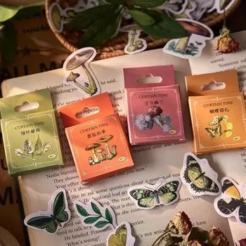 46 шт./коробка Ретро Классика Скрапбукинг Журнал Наклейка Гриб Цветочный Лист Бабочка Канцелярские Наклейки Декор своими руками Наклейка для багажа