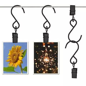 46 шт., металлический зажим для штор, S-образный крючок, сверхпрочная сталь, многофункциональная занавеска для ванной комнаты, подвесной зажим, вешалка чёрный