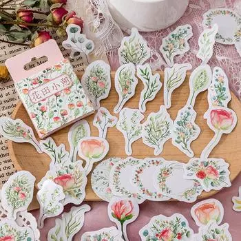 46 шт., набор наклеек на коробку с цветочными полями, свежие растения, цветочная бумага, клейкая заметка, украшение для дневника, альбома, подарок, домашняя школа