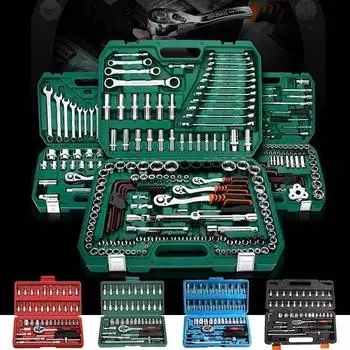 46 шт., торцевой ключ с трещоткой, инструмент для ремонта автомобиля, набор гаечных ключей, трещотка, собачка, торцевой гаечный ключ, отвертка, профессиональный набор инструментов для металлообработки зелёный