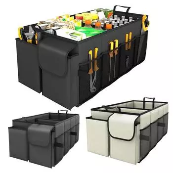 46л Автомобильный багажник для хранения вещей Органайзер Большая вместимость Складная конструкция Многоцелевой багажник Органайзер Контейнер для хранения с ручкой 55cm чёрный