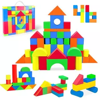 46PCS Building Blocks Toys Soft Blocks Bath Toys Fluffy Blocks Educational Toys Toys EVA Material Girls Boys Gifts Birthday Christmas Gift
