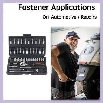 46pcs Set Socket Wrench Automotive Maintenance Tools Ratchet Wrench Combination Repair Kit чёрный