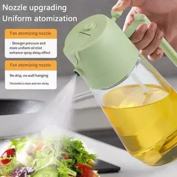 470 мл 2-в-1 Бутылка-распылитель для масла Равномерное распыление Диспенсер для контроля масла Легкий пресс для заправки Используйте распылитель для приготовления салата-барбекю чёрный