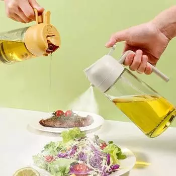 470 мл стеклянный флакон-распылитель для масла для приготовления пищи 2-в-1 дозатор для оливкового масла с усовершенствованным носиком кисточкой воронкой этикеткой белый