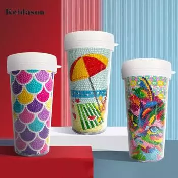 470 мл Стильная, легко моющаяся креативная бутылка для питья с алмазной росписью, наклейка, школьный аксессуар B