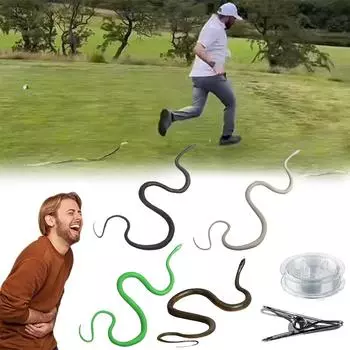 47.2 Inch Realistic Snake Prank Toy with String Clip Realistic Fake Snake Toy Soft Plastic Snake Figure Halloween Prank Props зелёный
