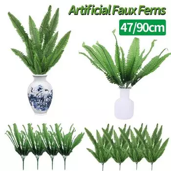 47/90cm Lifelike Artificial Boston Fern UV Resistant Large Artificial Ferns Fake Plants Greenery Home Garden Porch Summer Decor