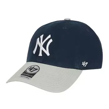 47 Brand Cap Yankees Cleanup NY Logo Двухцветная кепка MLB Dad Hat Унисекс 6 панелей Темно-синий x Серый Свободный размер Мужская Женская