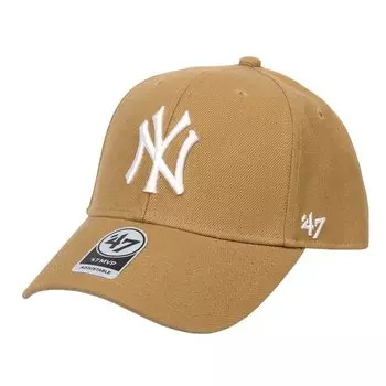 47 Cap MVP Hat Brand MLB New York Yankees NY Logo Street Unisex Стильная бейсболка Velcro Camel Ocher One Piece Мужская женская