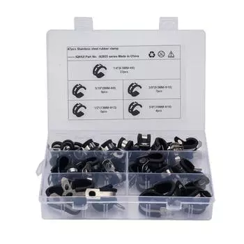 47 Car Hose Rubber Cushion Insulated Clamp 1/4 5/8 3/8 Stainless Steel Cable Clamps Assortment Kit