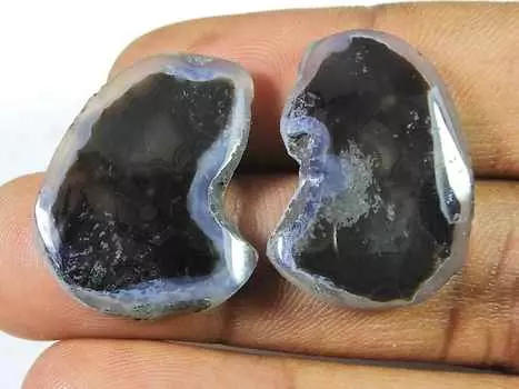 47 карат черный срез окрашенного друзового агата, пара, фантазийные россыпные драгоценные камни 16X27 мм SK-2235