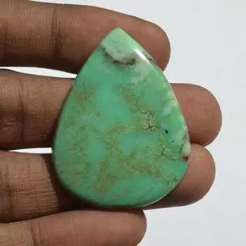 47 карат, натуральный драгоценный камень хризопраз высшего качества, кабошон, полудрагоценный россыпью, 41x31 мм, грушевидная форма 41x31 mm зелёный