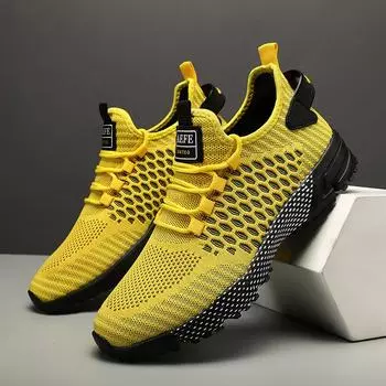 47 popular men s shoes fly-woven breathable mesh shoes men s sports shoes lightweight non-slip soft-soled casual running shoes 40 серый