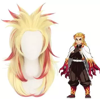 47 см аниме, желто-красный парик, косплей, истребитель демонов Kimetsu no Yaiba Rengoku Kyoujurou, костюм, термостойкие парики из синтетических волос 44-47cm оранжевый