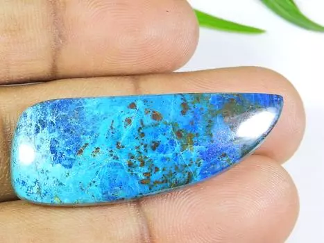 47Cts. AA++ Natural Azurite Crystal Fancy Cabochon Loose Gemstone 17X41X6MM SK-605