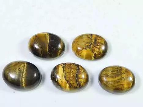 47Cts Yellow Tiger Eye Oval Healing Cabochon Loose Gemstone 5Pcs Lot 12X16MM RQ-1987