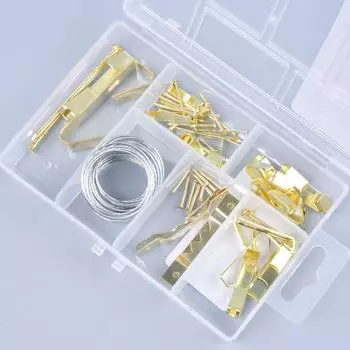 47pcs picture frame hooks, hanging teeth coils, galvanized iron nails.Household hardware set