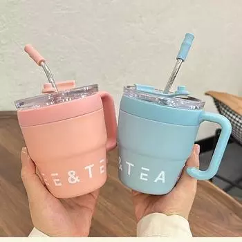 480 мл чашка для кофе из нержавеющей стали, термокружка для холодных горячих напитков, воды, чая, молока, офисная внешняя крышка с соломинкой, переносная чашка для воды 480ml чёрный