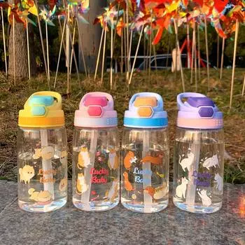 480 мл Детская бутылка для воды с трубочкой и ручкой, переносная бутылка для питья, чашка для детей 480ml