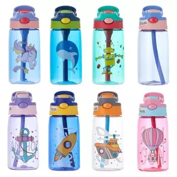 480 мл детская чашка для воды, креативные мультяшные детские чашки для кормления с соломинкой, герметичные бутылки для воды, уличные портативные детские чашки 480ml