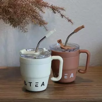 480 мл портативная кофейная кружка с соломинкой, термос из нержавеющей стали, кружка для холодных напитков, воды, чая, молока, бутылка для отдыха на открытом воздухе 480ml