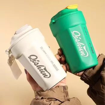 480 мл портативная термокружка для кофе двухслойная нержавеющая сталь кружка для кофе с крышкой автомобильный термос бутылка для молока сока воды подарочная кружка 480ml чёрный