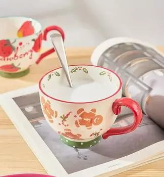 480 мл Рождественские кофейные чашки Пряничный человечек Керамические кружки Кружка для завтрака Кружки для молока Чашки для овсянки, подогреваемой в микроволновке Подарочные чашки 401-500ml