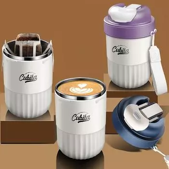 480 мл термос для кофе, вакуумная чашка из нержавеющей стали 304 для девочек, кофейная чашка с соломинкой, портативная дорожная термокружка, посуда для напитков 480ml