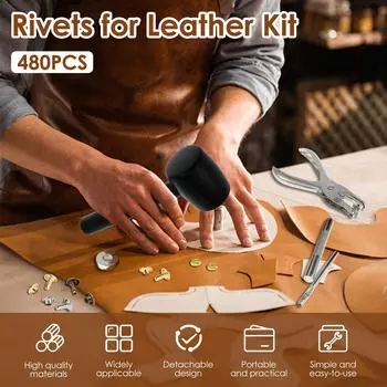 480 шт. 6/8 мм металлические заклепки с двойным колпачком для кожи с молотком и пробойником, плоскогубцами, заклепками для обуви, сумок, ремней, одежды, аксессуары для ремонта