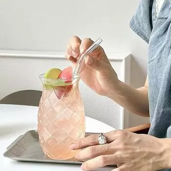 480ML Pineapple Shaped Cocktail Glasses Creative Drinking Cup Transparent Water Glass Red Wine Glass Cup for Home Bar Party 480ml