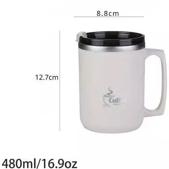 480ml Simple mug with lid and handle 16.9oz stainless steel coffee cup office tea cup home drinking cup insulated tumbler 480ml