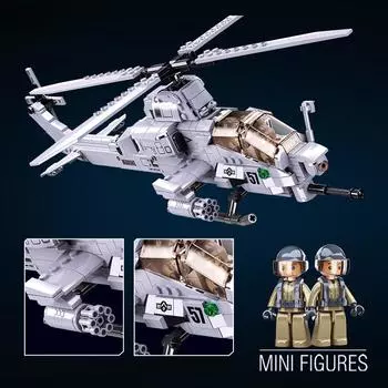 482 шт. авиация ВВС AH-1Z VIPER самолет вертолет боевой корабль строительные блоки военное оружие кирпичи Brinquedos игрушки для мальчиков