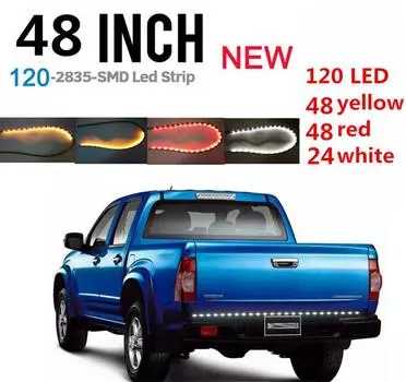 48 120 LED Полоса Задняя дверь DRL Задний ход Тормоз Стоп Поворотник Свет Грузовик Лампа 3 Цвета