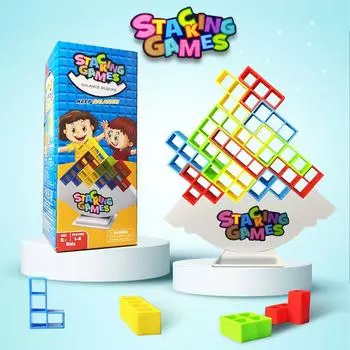 48/32/16 шт. Tetra Tower Balance Stacking Blocks Game Early Learning Educational Toy Gift for Children Family Games 16pcs