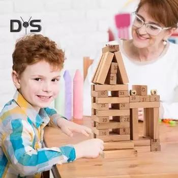48/54 шт./набор строительных блоков, игра-башня с кубиками, мелкая моторика, координация рук и глаз, обучающая детская деревянная игрушка для укладки блоков A