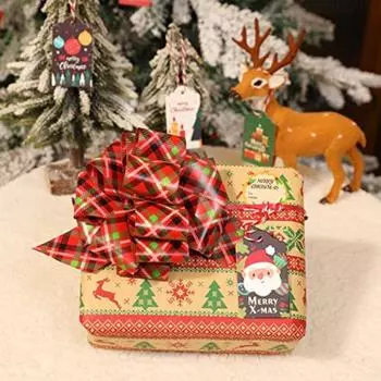 48 бирок + 50 красных и белых хлопковых веревок Креативные рождественские бироки Amazon, популярные товары Подарочная упаковка с праздничной тематикой В