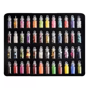 48 бутылочек, наклейки для ногтей, блестки, блестящая пудра, маникюр, декоративные насадки, гель-лак, наклейки для ногтей, набор чехлов смешанного дизайна, новый