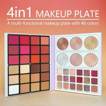 48-цветная бумажная палитра румян, консилеров, хайлайтеров, теней для век, набор 4 в 1, профессиональный набор для макияжа
