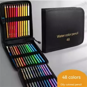 48 цветных карандашей Масляные / Акварельные цветные карандаши с тканевой сумкой Для профессионального рисования Эскизирования Художественные принадлежности colored lead