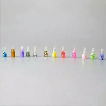 48 цветов в стеклянных бутылках, разноцветные блестящие бусины с блестками, набор украшений для дизайна ногтей