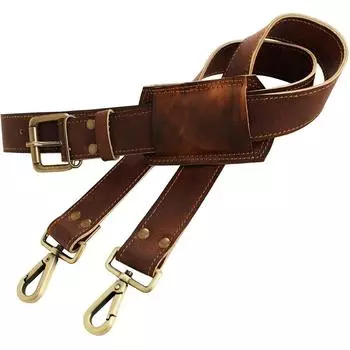 48-дюймовая мужская сумка через плечо из натуральной кожи с длинным сменным ремешком из коричневой золотой фурнитуры коричневый