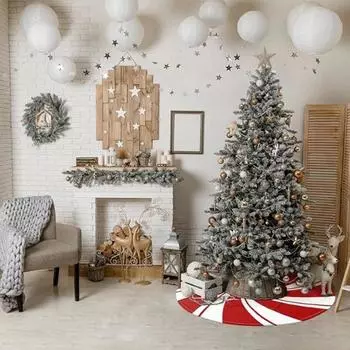 48-дюймовая традиционная юбка для рождественской елки с завитками и мятным дизайном, товары для вечеринок, рождественская G1F6 Red-1pcs