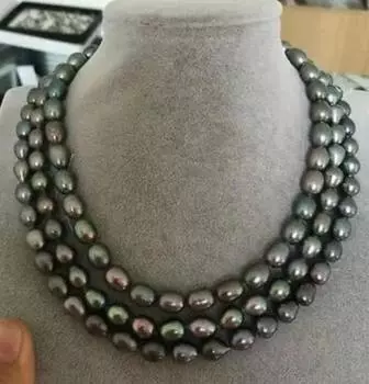 48-дюймовое ожерелье из павлиньего зеленого жемчуга в стиле барокко южных морей, 9-10 мм