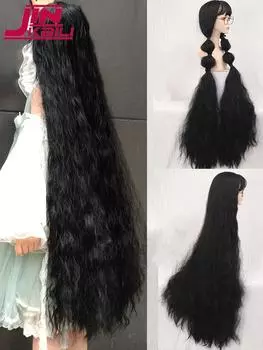 48-дюймовый удлиненный вьющийся синтетический парик для косплея с челкой, блондинка, красный, коричневый, розовый, парик Лолиты, женский парик для косплея на Хэллоуин, женский