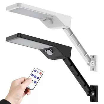 48 LED 800 LM Наружная солнечная энергия Уличный настенный светильник PIR Датчик движения Сад Безопасность Водонепроницаемый пульт дистанционного управления Солнечный свет Black Solar Lamp