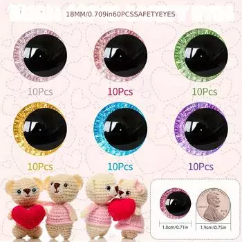 48 шт./60 шт. Цветные плюшевые игрушки Пластиковые глаза Аксессуары Мультяшные животные Ремесла Глаза DIY Изготовление детских кукол Животные 16mm